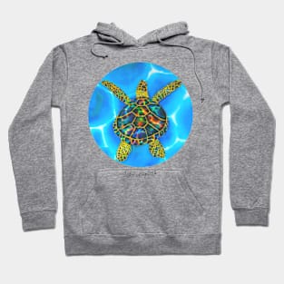 Caribbean unveiled on silk | Black Opal Sea Turtle Hoodie